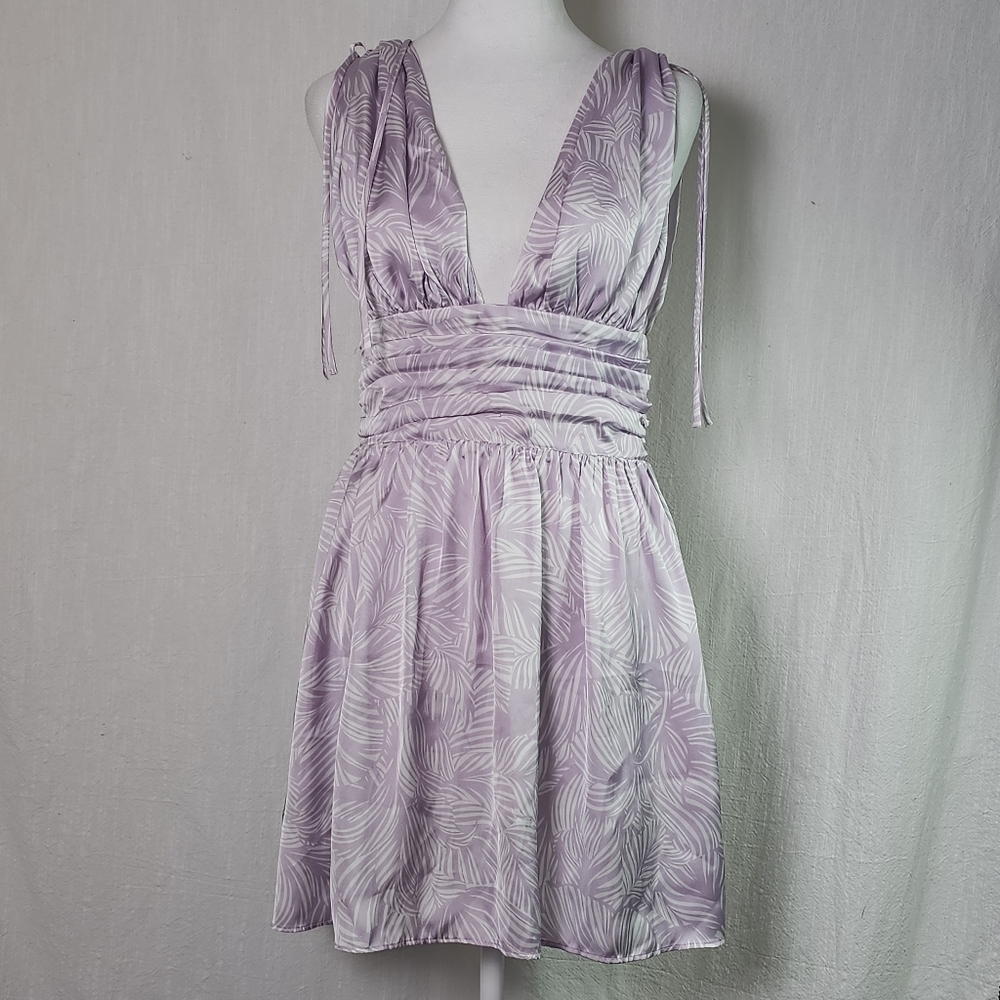 Lovers and Friends Venice Mini Dress Lilac Palm Floral Sz S